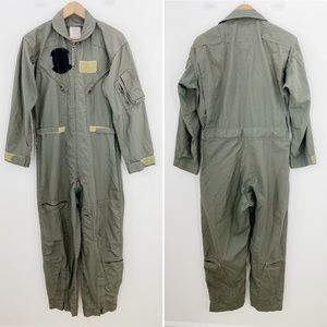Army Green Long Sleeve Coveralls Women/L Mens/M Jumpsuit Top Gun FlightSuit